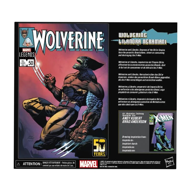Wolverine 50th Anniversary Marvel Legends Wolverine and Lilandra Neramani Action Figure Two-Pack (Hasbro)