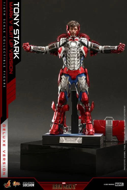 Iron Man 2 MMS600 Tony Stark (Mark V Suit Up Ver.) Deluxe 1/6th Scale Collectible Figure (Hot Toys)