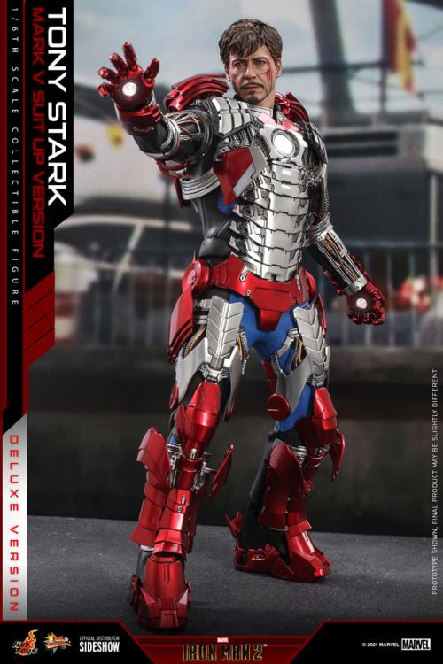 Iron Man 2 MMS600 Tony Stark (Mark V Suit Up Ver.) Deluxe 1/6th Scale Collectible Figure (Hot Toys)